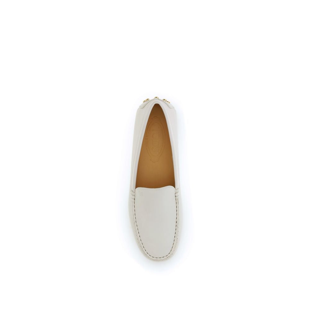 Tod's Cream Calf Leather Bos Taurus Slip-On Loafers