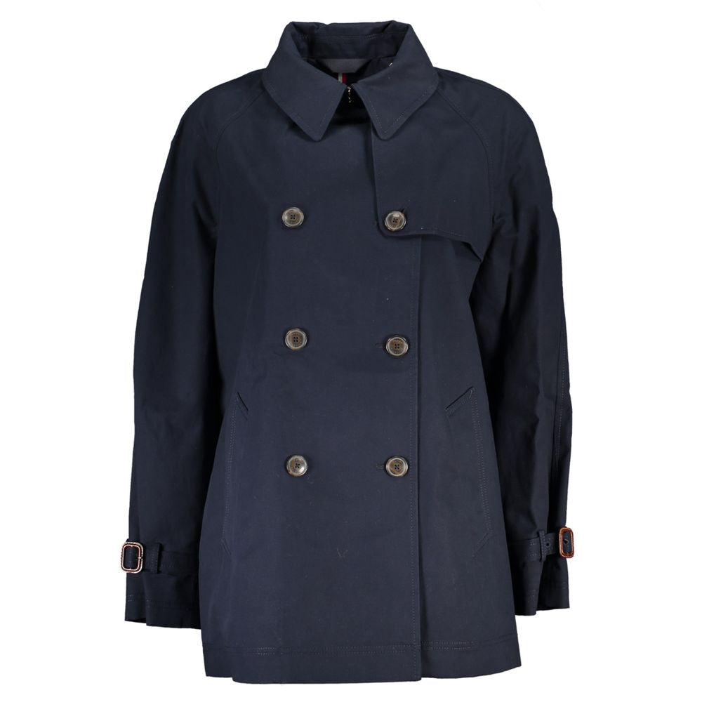Tommy Hilfiger Blue Cotton Women Trench Coat