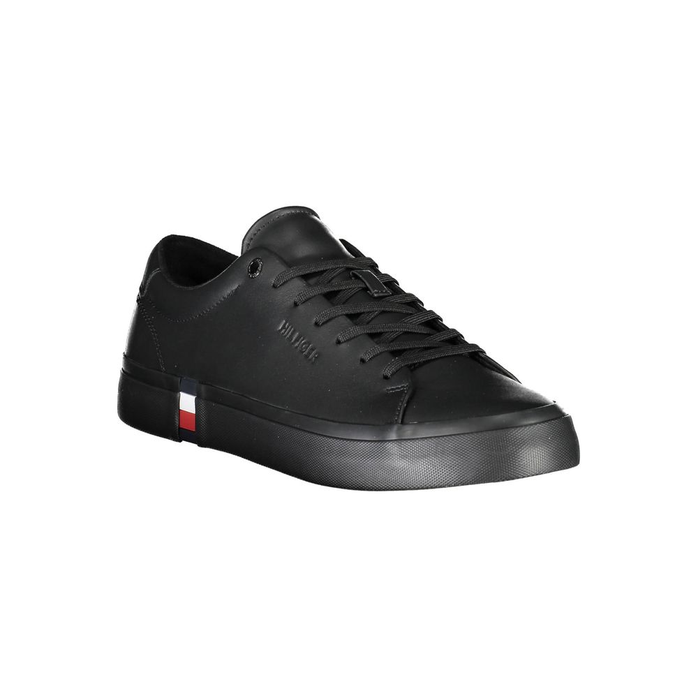 Tommy Hilfiger Black Leather Men's Sneaker