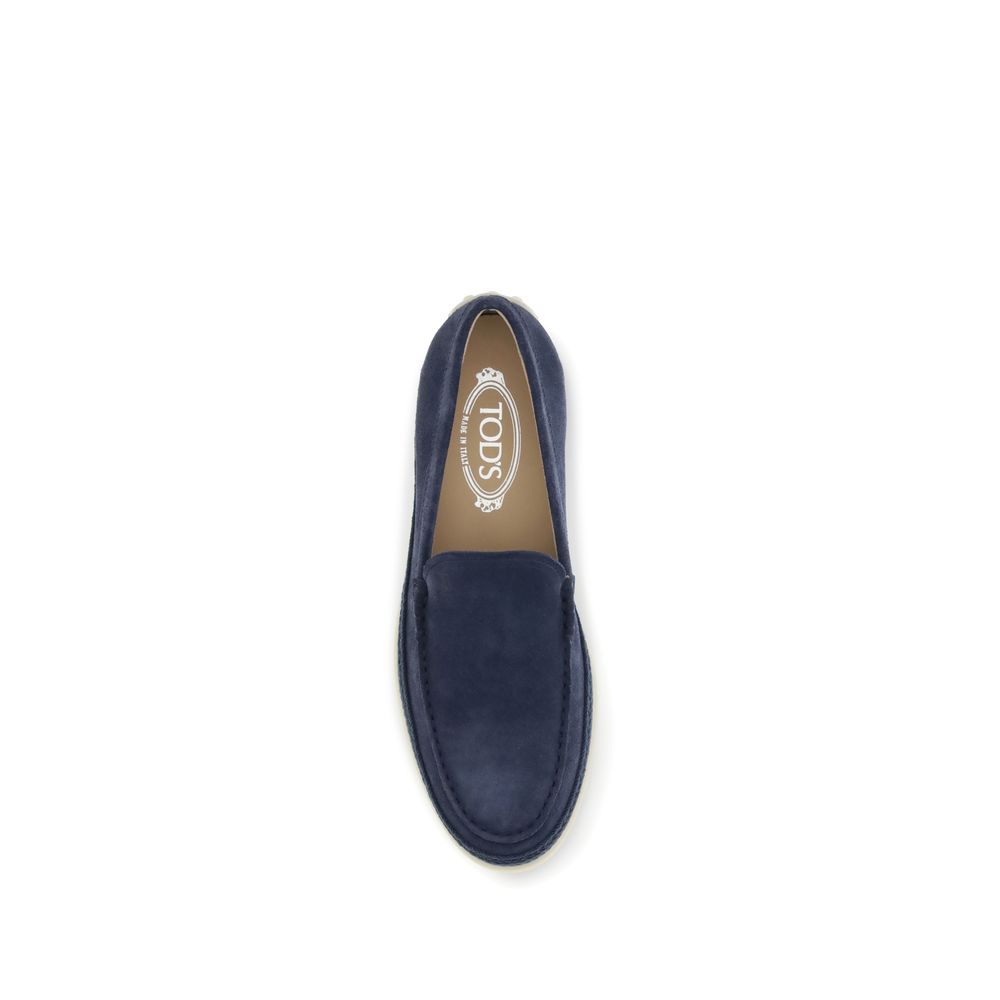 Tod's Blue Calf Leather Bos Taurus Slip-On Loafers