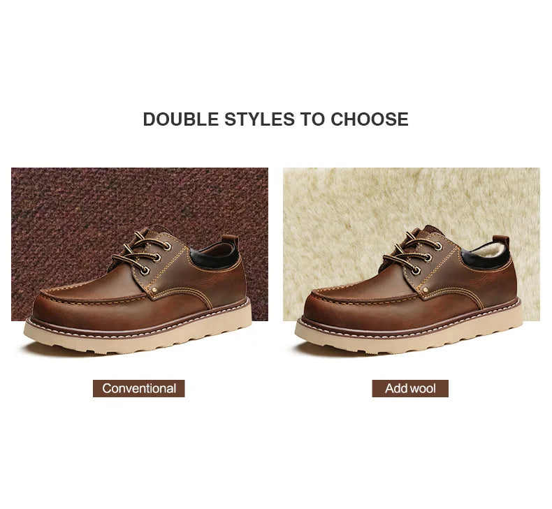 Maden Men's Vintage Dress Shoes Brown Round Toe Derby Shoes Casual Lace-up Low Top Work Boots for Office Business