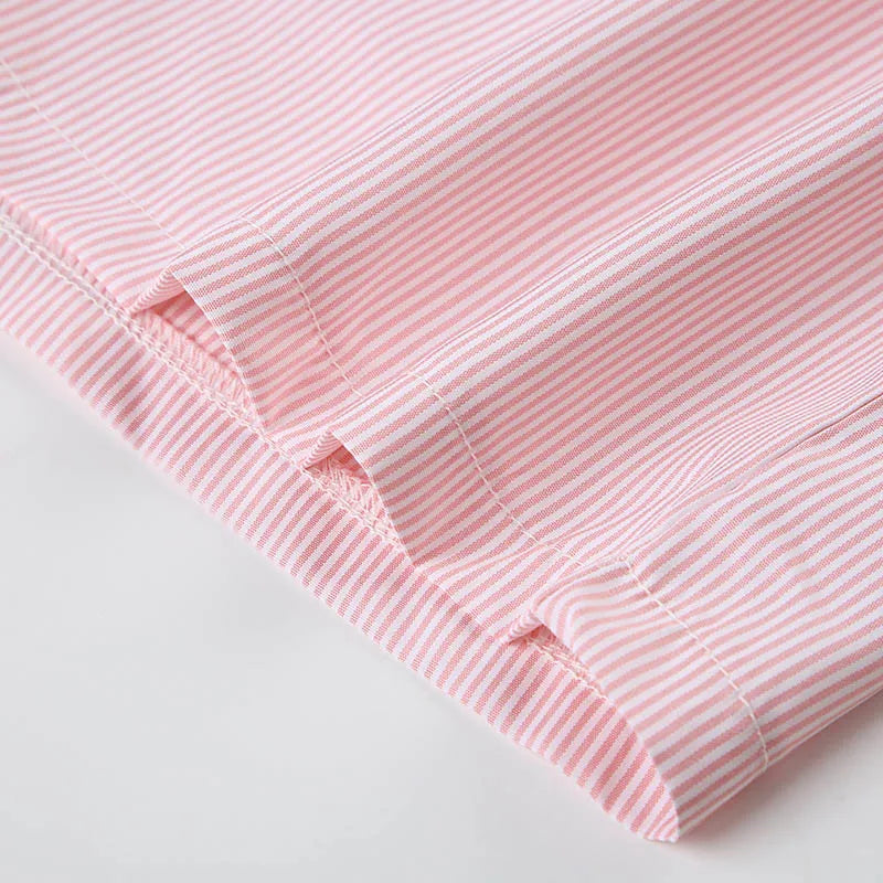 Striped Summer Beach Shorts for Women / Elastic Waist / Blue / Pink