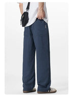 Summer Men's Striped Pants / Breathable Straight Wide Leg Casual Fit