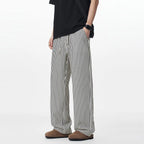 Summer Men's Striped Pants / Breathable Straight Wide Leg Casual Fit