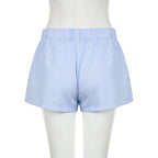 Striped Summer Beach Shorts for Women / Elastic Waist / Blue / Pink