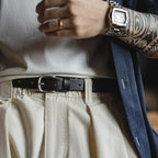 Maden Men Black Genuine Leather Belt / Top Grain Cowhide Casual Classic Waist Strap