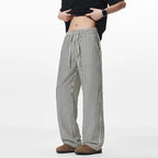 Summer Men's Striped Pants / Breathable Straight Wide Leg Casual Fit