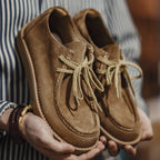 Maden Vintage Khaki Split Suede Low-top Boots Casual Loafers Soft Sole Dress Shoes Lace-up Classic Shoes for Men's Spring Autumn