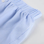 Striped Summer Beach Shorts for Women / Elastic Waist / Blue / Pink