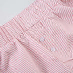 Striped Summer Beach Shorts for Women / Elastic Waist / Blue / Pink