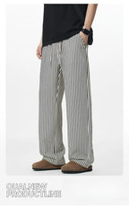 Summer Men's Striped Pants / Breathable Straight Wide Leg Casual Fit