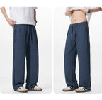 Summer Men's Striped Pants / Breathable Straight Wide Leg Casual Fit