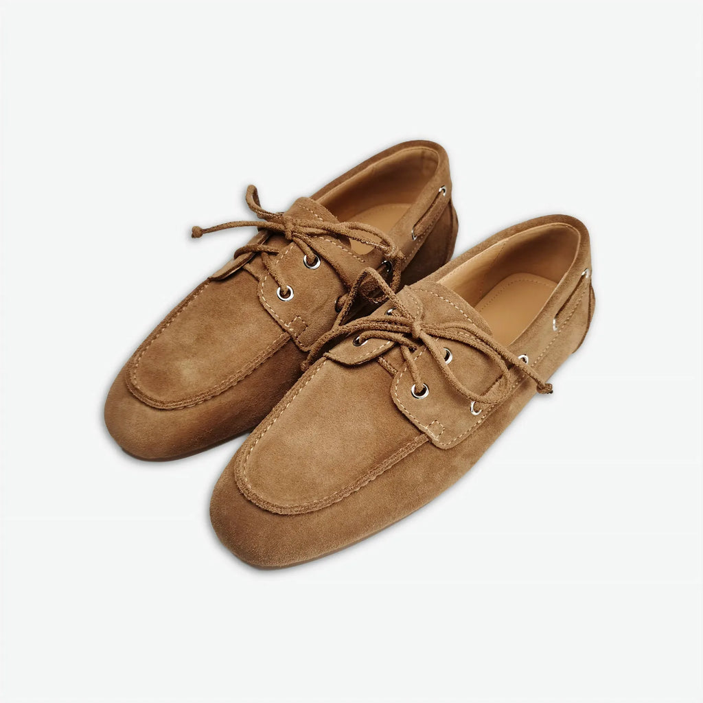 Dilalula 2026 Hot Sale Natural Leather Lace Up Loafers Women Sewing Casual Boat Shoes Female Flat Heel Pumps Lady Walk Flats