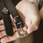 Maden Men Black Genuine Leather Belt / Top Grain Cowhide Casual Classic Waist Strap