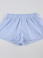 Striped Summer Beach Shorts for Women / Elastic Waist / Blue / Pink