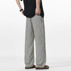 Summer Men's Striped Pants / Breathable Straight Wide Leg Casual Fit