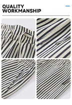 Summer Men's Striped Pants / Breathable Straight Wide Leg Casual Fit