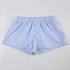 Striped Summer Beach Shorts for Women / Elastic Waist / Blue / Pink