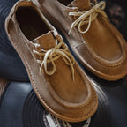 Maden Vintage Khaki Split Suede Low-top Boots Casual Loafers Soft Sole Dress Shoes Lace-up Classic Shoes for Men's Spring Autumn