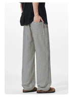 Summer Men's Striped Pants / Breathable Straight Wide Leg Casual Fit