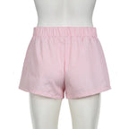 Striped Summer Beach Shorts for Women / Elastic Waist / Blue / Pink