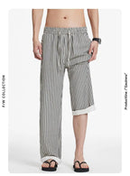 Summer Men's Striped Pants / Breathable Straight Wide Leg Casual Fit
