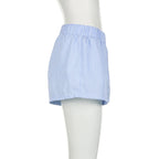 Striped Summer Beach Shorts for Women / Elastic Waist / Blue / Pink