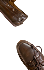 Lace Up Loafers Sewing Casual Boat Shoes / Flat Heel