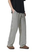 Summer Men's Striped Pants / Breathable Straight Wide Leg Casual Fit