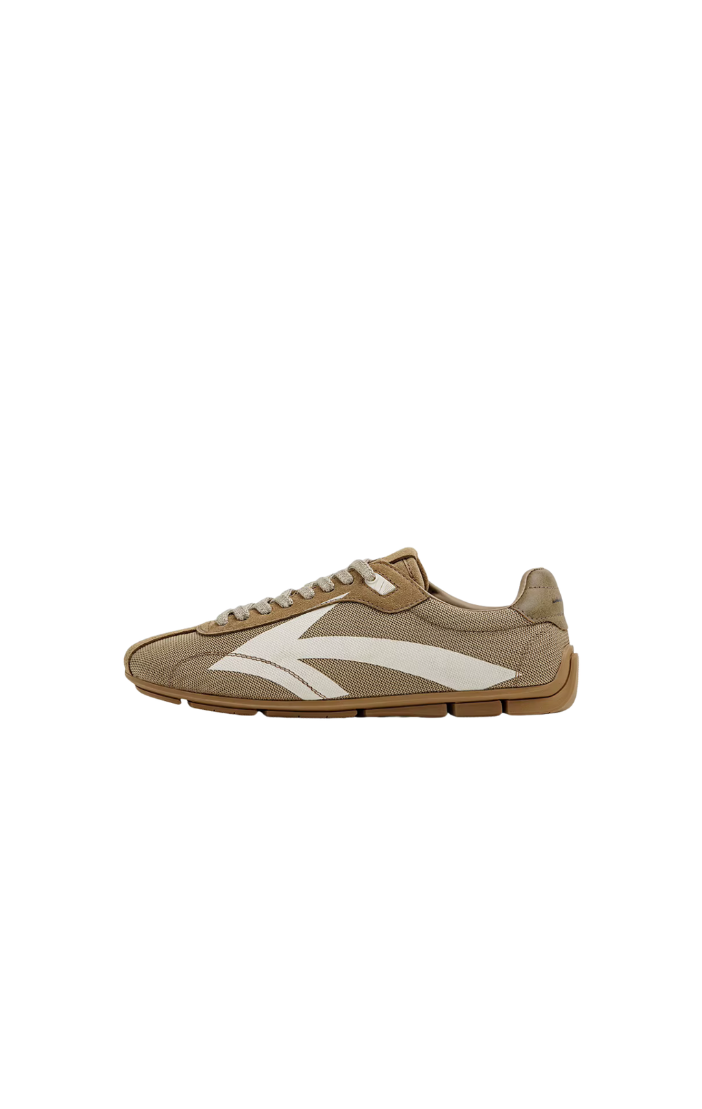 Beige Maden Retro Speedster Lightweight Sneaker / Casual Hard-Wearing Lace-Up Trainers