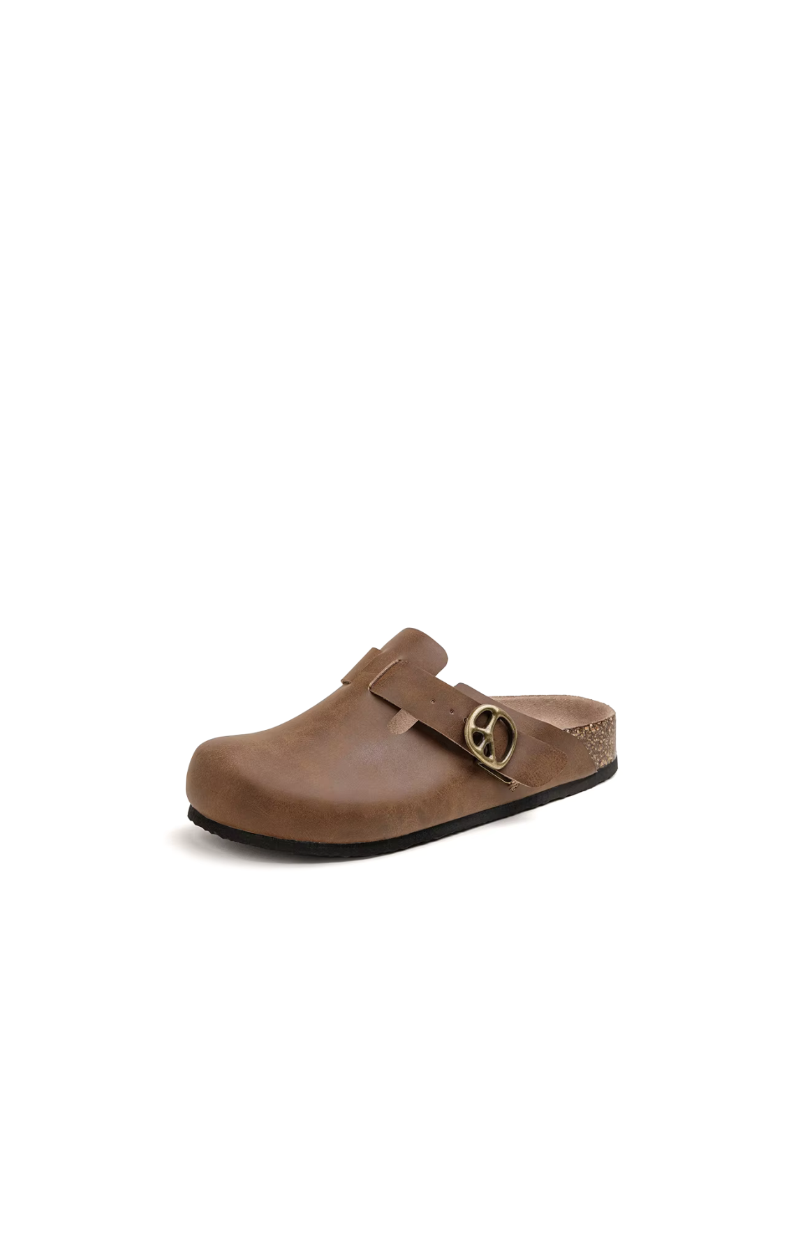 Maden Vintage Colgs - Brown Crazy Horse Leather Mules / Adjustable Slide-On Shoes with Thick Cork Sole