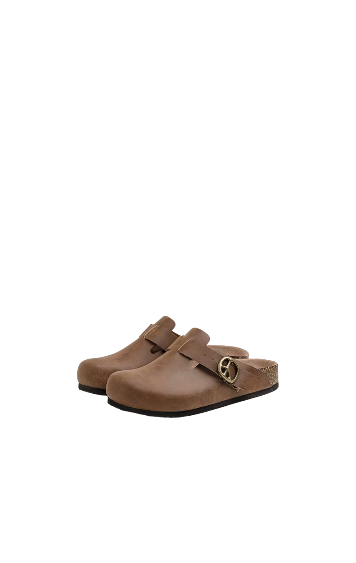 Maden Vintage Colgs - Brown Crazy Horse Leather Mules / Adjustable Slide-On Shoes with Thick Cork Sole