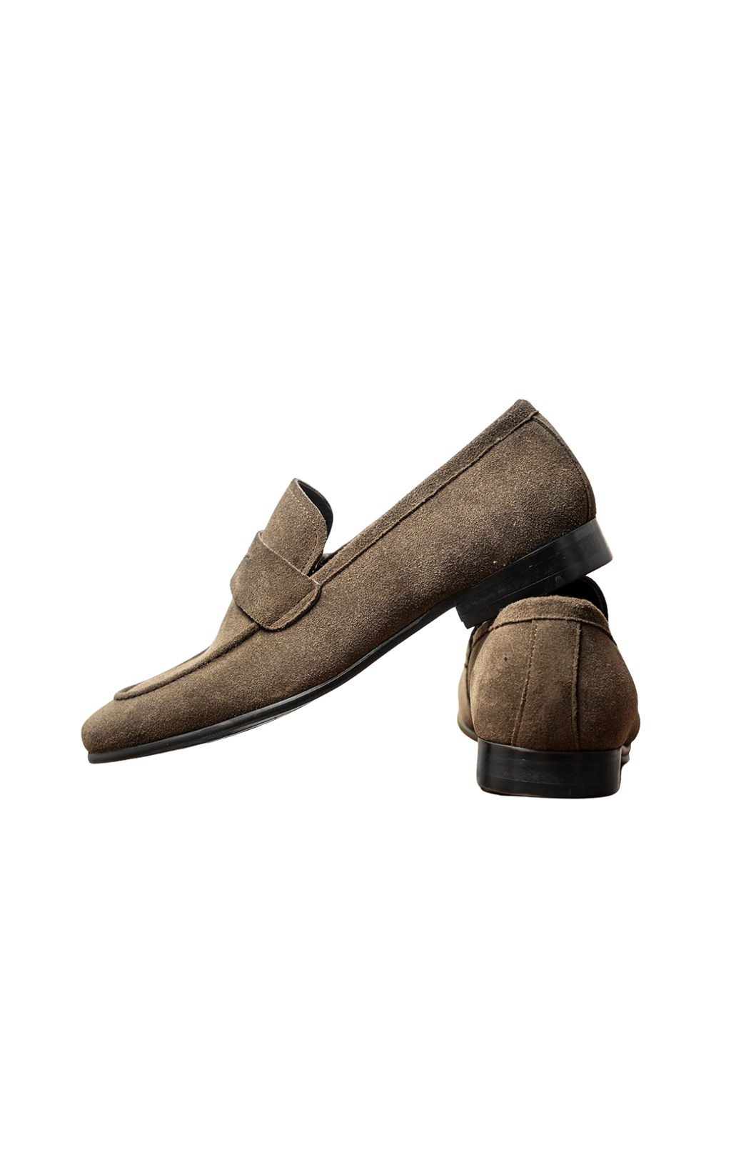 Men's Premium Cowhide Suede Penny Loafers – Elegant Casual Slip-On Shoes / Black / Brown