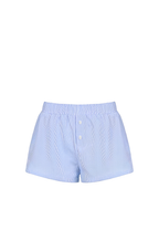 Striped Summer Beach Shorts for Women / Elastic Waist / Blue / Pink