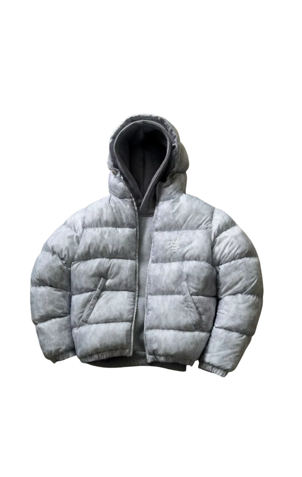 UNISEX PADDED PUFFER JACKET - WHITE / BLACK